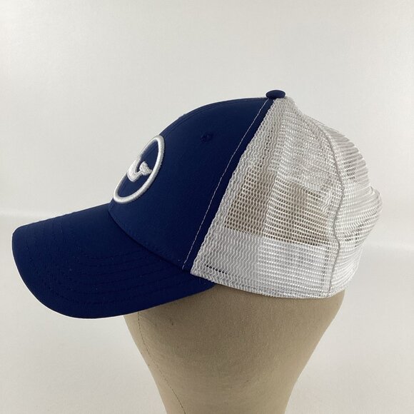 Vineyard Vines Snapback Trucker Hat Ball Cap Blue White Whale Dot Headwear - Picture 2 of 6